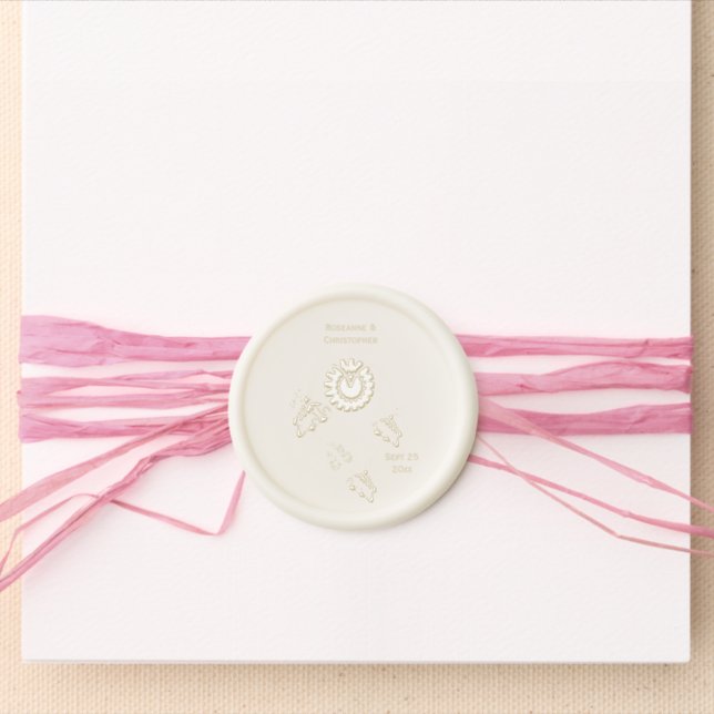 Wedding Wax Seal Sticker Butterflies Heart (Front)