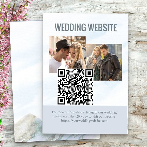 Wedding Website 2 Photo QR Code Mountain Meadow Enclosure Card