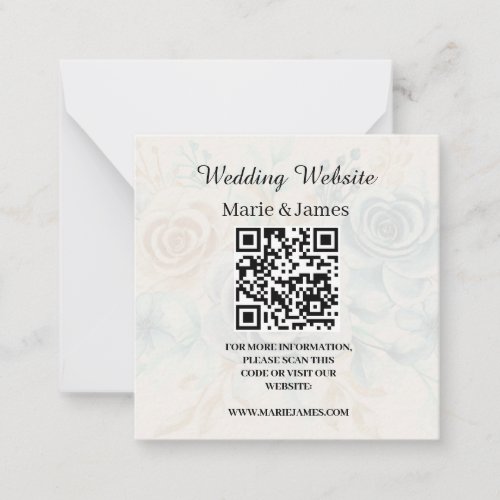 Wedding Website Add Name Date QR Code Minimalist   Note Card