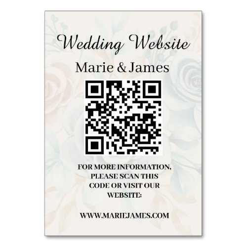 Wedding Website Add Name QR Code Minimalist Photo  Table Number
