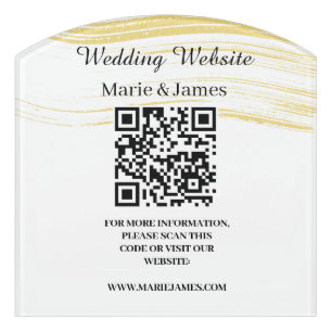 Wedding Website Add Name Site QR Code Minimalist Door Sign