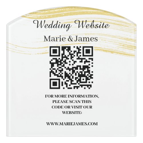 Wedding Website Add Name Site QR Code Minimalist   Door Sign
