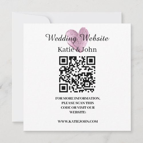 Wedding Website Add Name Text QR Code Minimalist C Card