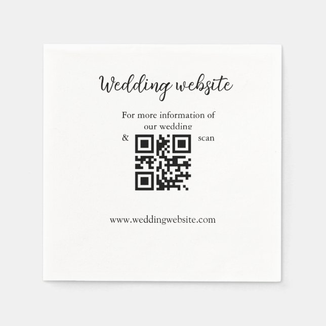 Wedding website add q r code couple name details  napkins (Front)