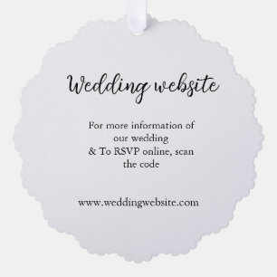 Wedding website add q r code couple name details ornament card