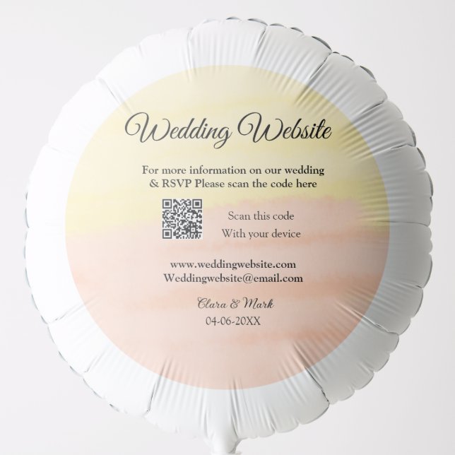 Wedding website add Q R code scan add name date ye Balloon (Front)