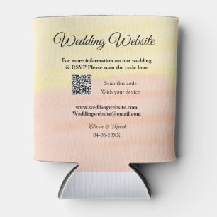Wedding website add Q R code scan add name date ye Can Cooler