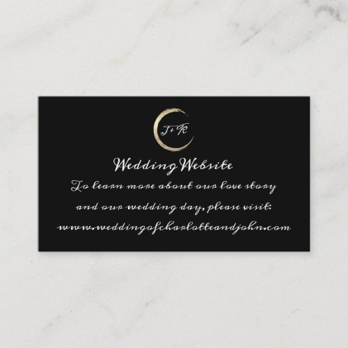 Wedding Website Black White Gold Monogram Initials Enclosure Card