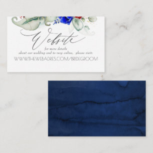 Wedding Website Burgundy and Navy Blue Floral Business Card