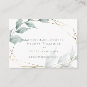 Wedding Website Card Grayed Jade Green Botanical