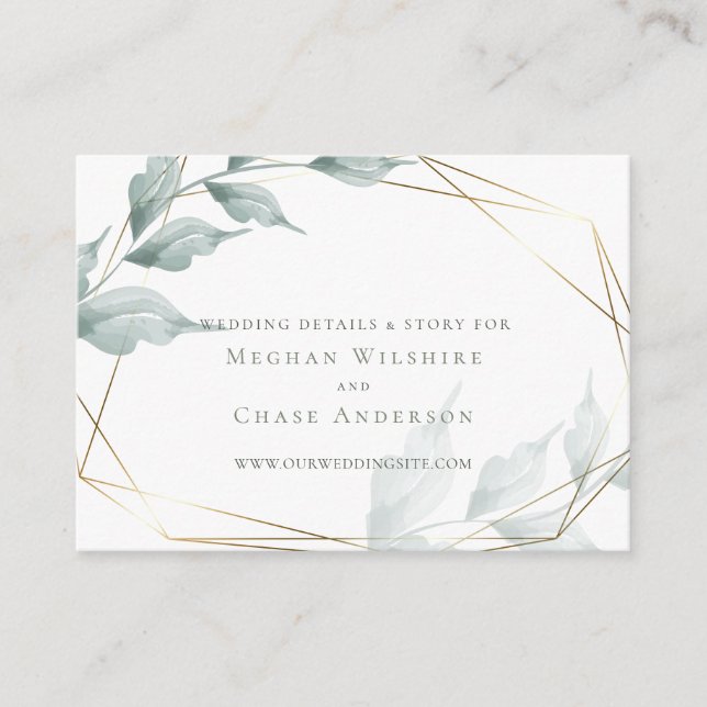 Wedding Website Card | Grayed Jade Green Botanical (Front)