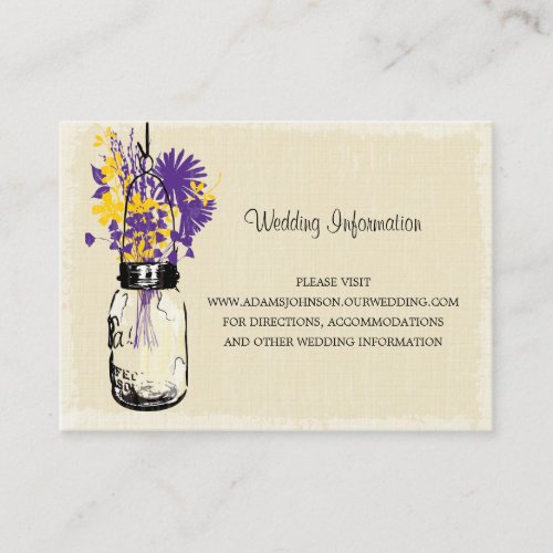 Wedding Website Card Mason Jar Wildflowers Business Card Templates