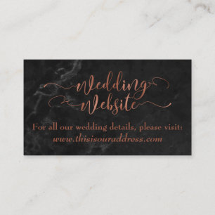 Wedding Website   Copper Script w/ Black Marble Enclosure Card