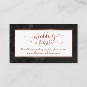 Wedding Website   Copper Script w/ Black Marble Enclosure Card