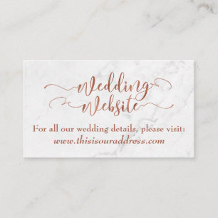 Wedding Website   Copper Script w/ White Marble Enclosure Card