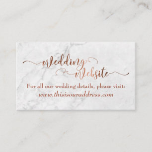 Wedding Website   Copper Script & White Marble Enclosure Card