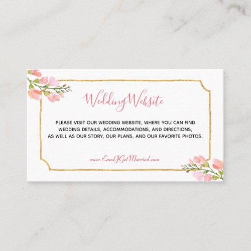 Wedding Website Coral and Gold Floral Business Card