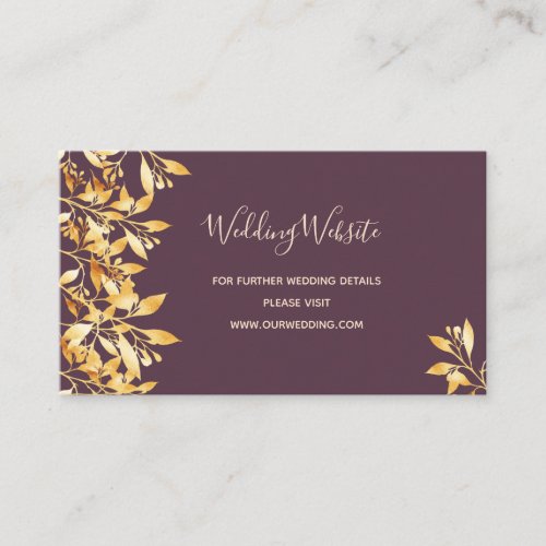 Wedding website details cassis cold botanical enclosure card