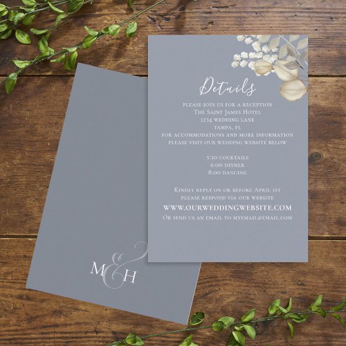 Wedding Website Details Dusty Blue Floral Enclosure Card
