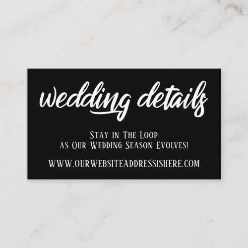 Wedding Website Details in Elegant Script Black Enclosure Card