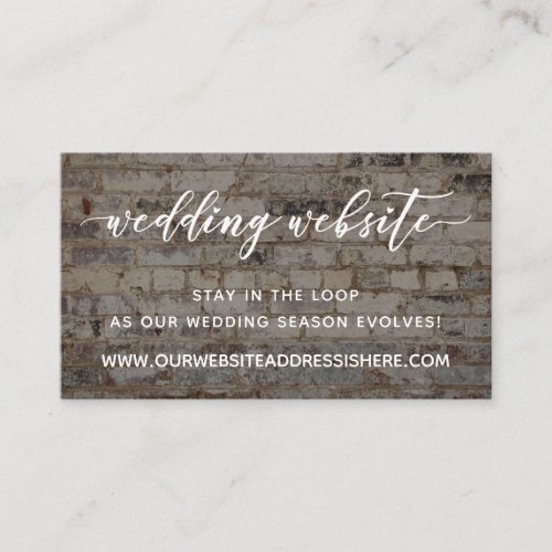 Wedding Website Details Script over Brick Enclosure Card