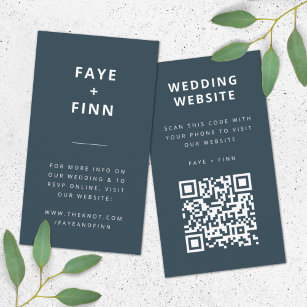 Wedding Website   Dusky Blue Scandinavian QR Code Enclosure Card