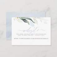 Wedding Website Dusty Blue Greenery Business Card at Zazzle