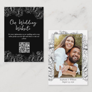 Wedding Website Elegant Black Boho Floral Chic Enclosure Card