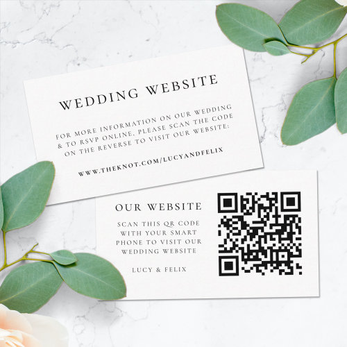 Wedding Website  Elegant Chic RSVP QR Code Enclosure Card