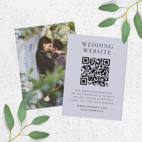 Wedding Website  Elegant Chic RSVP QR Code Photo Enclosure Card