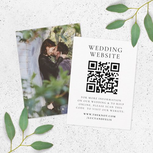 Wedding Website  Elegant Chic RSVP QR Code Photo Enclosure Card