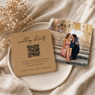Wedding Website Enclosure Card   Gold QR Code RSVP