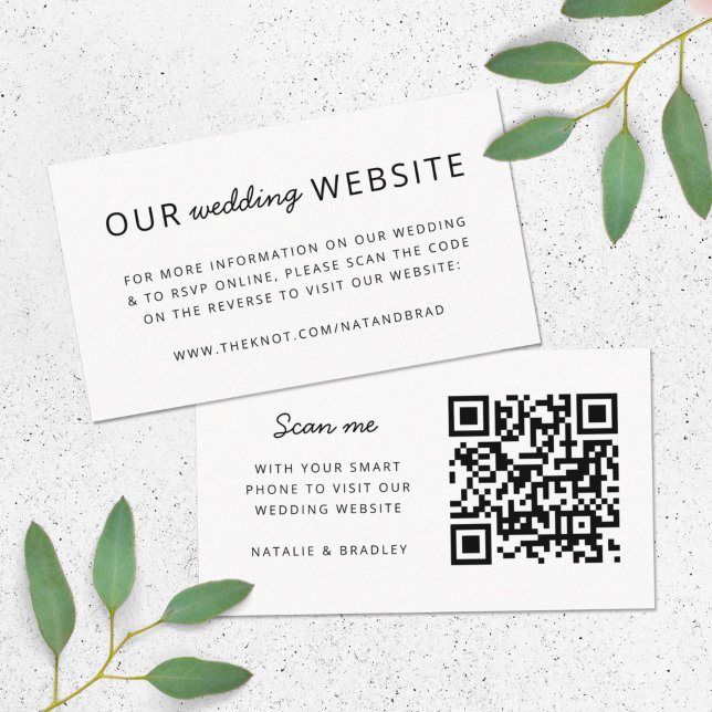 Wedding Website Enclosure Card | QR Code Insert (Direct guests seamlessly to your wedding website using this QR code simple white enclosure card)