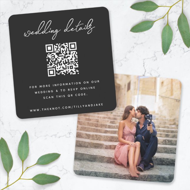 Wedding Website Enclosure Card | QR Online RSVP (Direct guests seamlessly to your wedding website using this elegant QR code photo enclosure card)