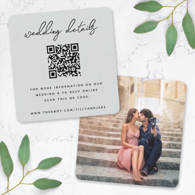 Wedding Website Enclosure Card | QR Online RSVP (Direct guests seamlessly to your wedding website using this elegant QR code photo enclosure card)