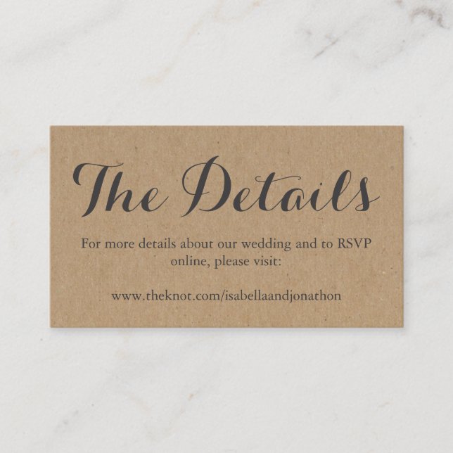Wedding Website Enclosure Card | Rustic Kraft (Front)