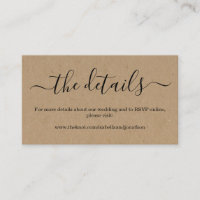 Wedding Website Enclosure Card - Rustic Kraft