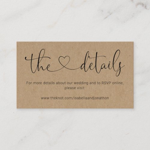 Wedding Website Enclosure Card _ Rustic Kraft