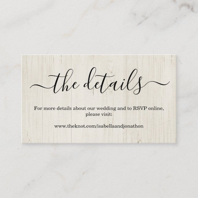 Wedding Website Enclosure Card - Rustic Wood (Front)