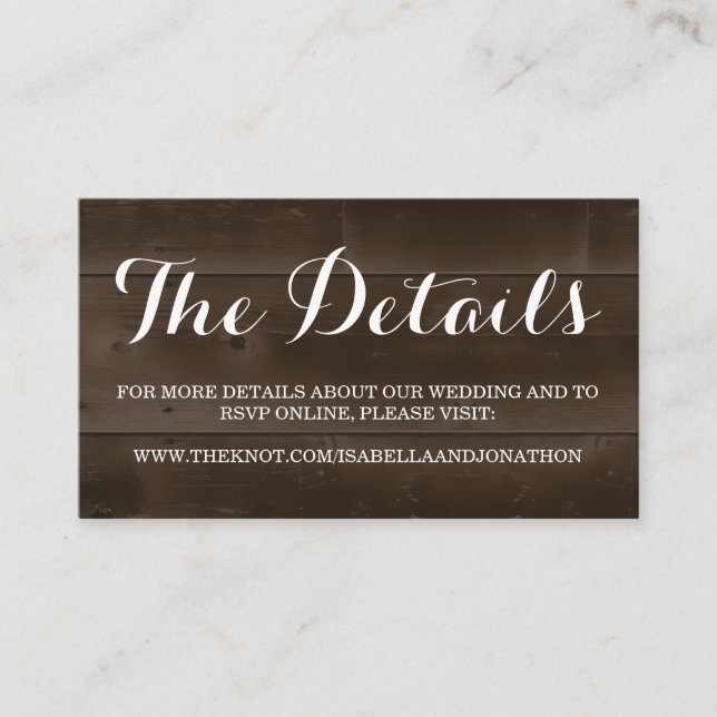 Wedding Website Enclosure Card | Rustic Wood (Front)