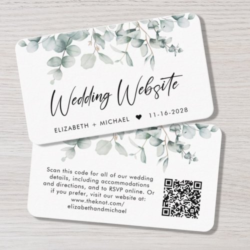 Wedding Website Eucalyptus Watercolor QR Code Enclosure Card