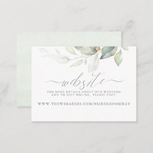 Wedding Website Gold Greenery Business Card