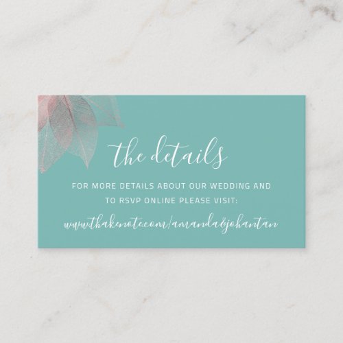 Wedding Website Info Enclosure Card Floral Rose