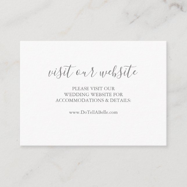 Wedding Website Insert Card Dusty Blue Script (Front)