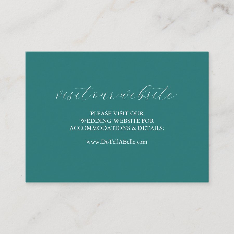 Wedding Website Insert Card Green Script