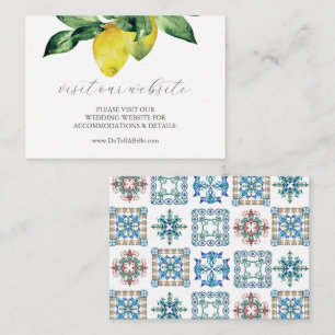 Wedding Website Insert Card Lemon Amalfi Tile