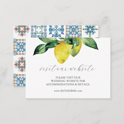 Wedding Website Insert Card Lemon Amalfi Tile