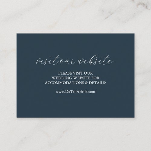 Wedding Website Insert Card Navy Blue Script