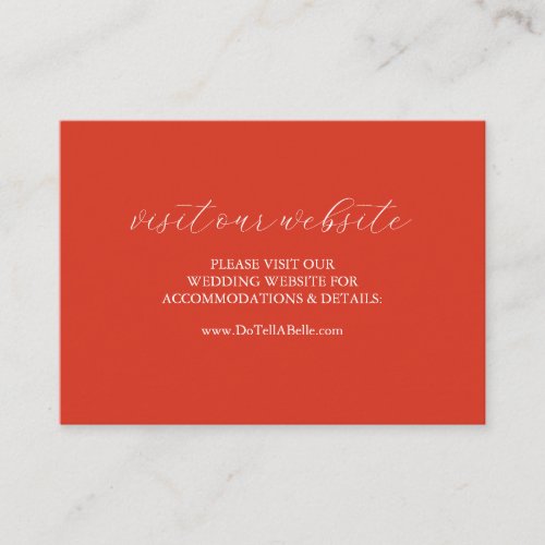 Wedding Website Insert Card Red Script