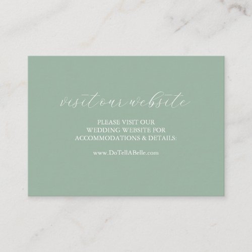 Wedding Website Insert Card Sage Green Script